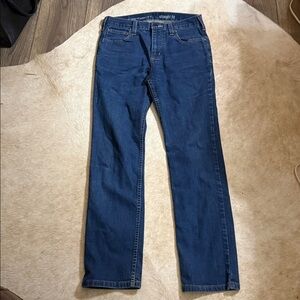 Carhartt Men's Dark Blue Jeans rugged flex straight fit size 30 x 32 tapered leg